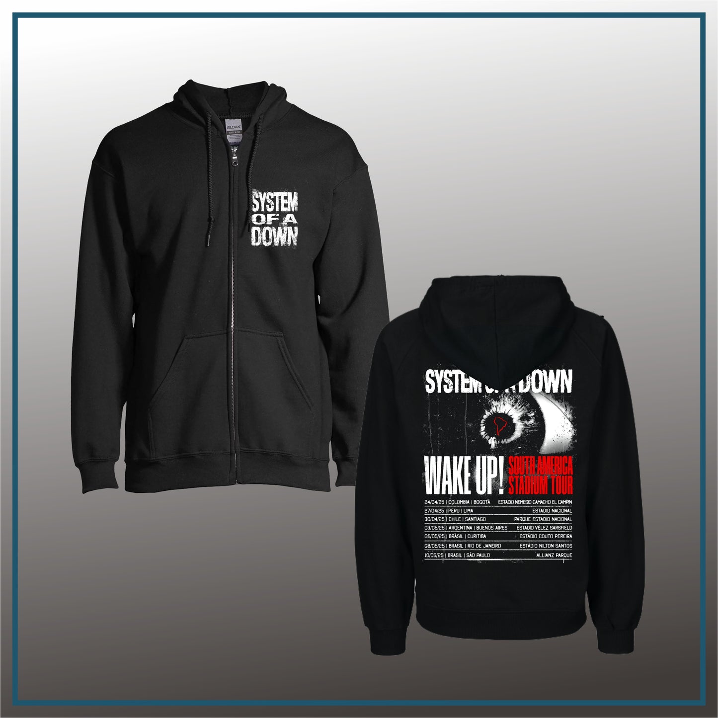 Hoodie System of a Down logo pequeño y gira 2025