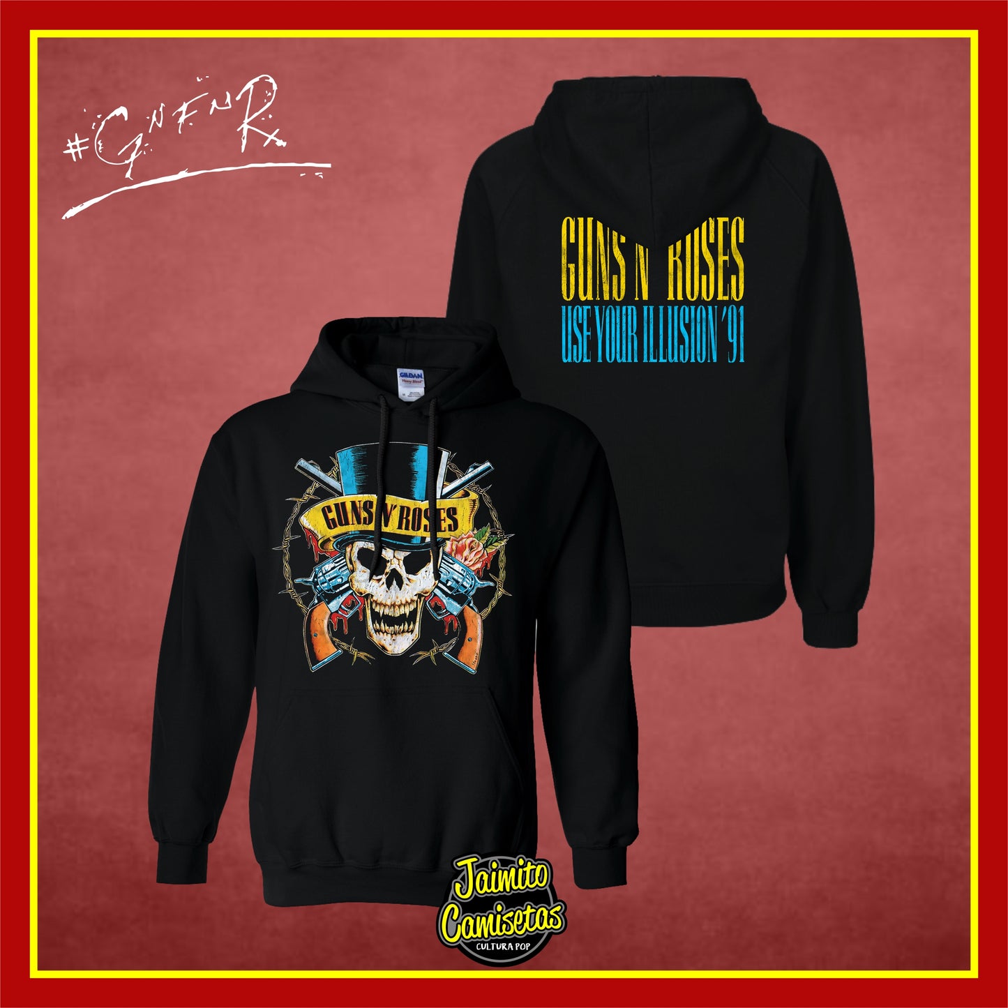 Hoodie GunsnRoses Classico skull