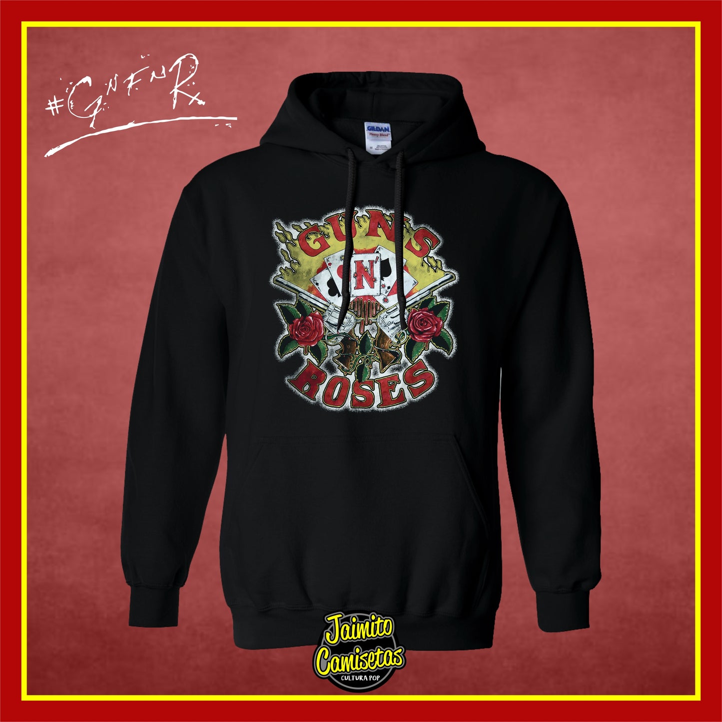 Hoodie GunsnRoses naipes
