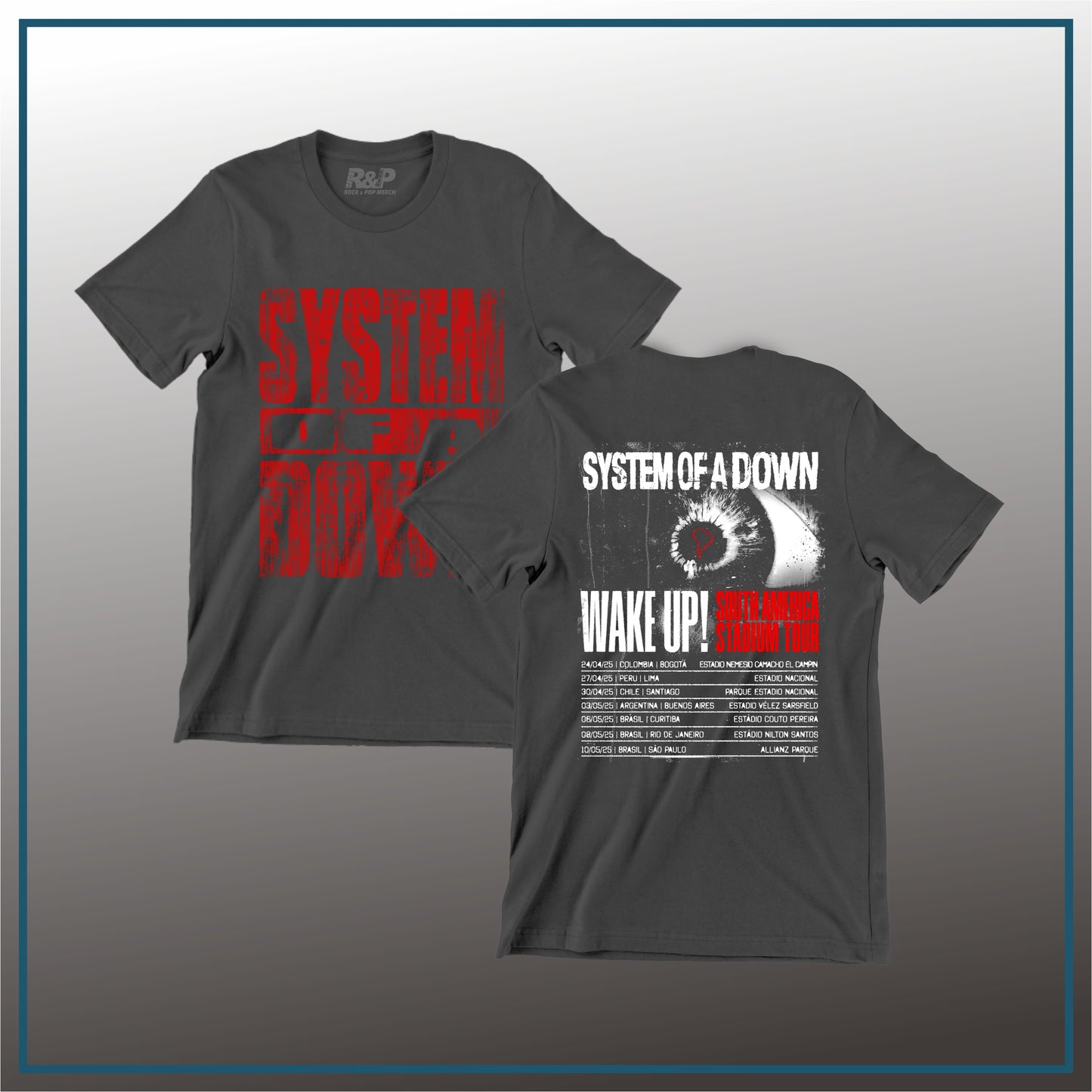 Camiseta System of a Down gris y Gira 2025