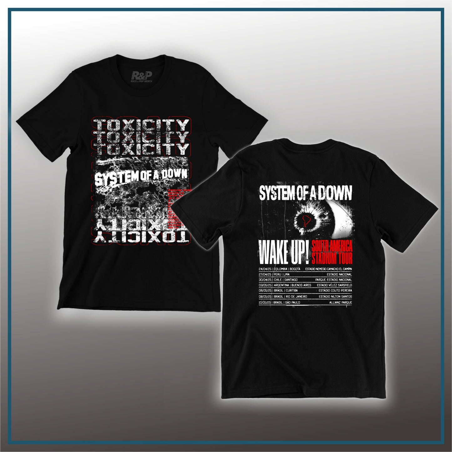 Camiseta System of a Down negra toxicity y Gira 2025
