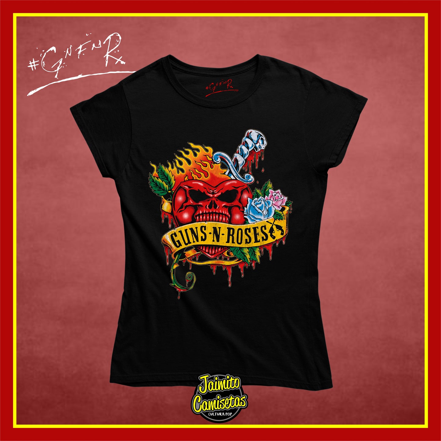 Camiseta GunsnRoses heartskull