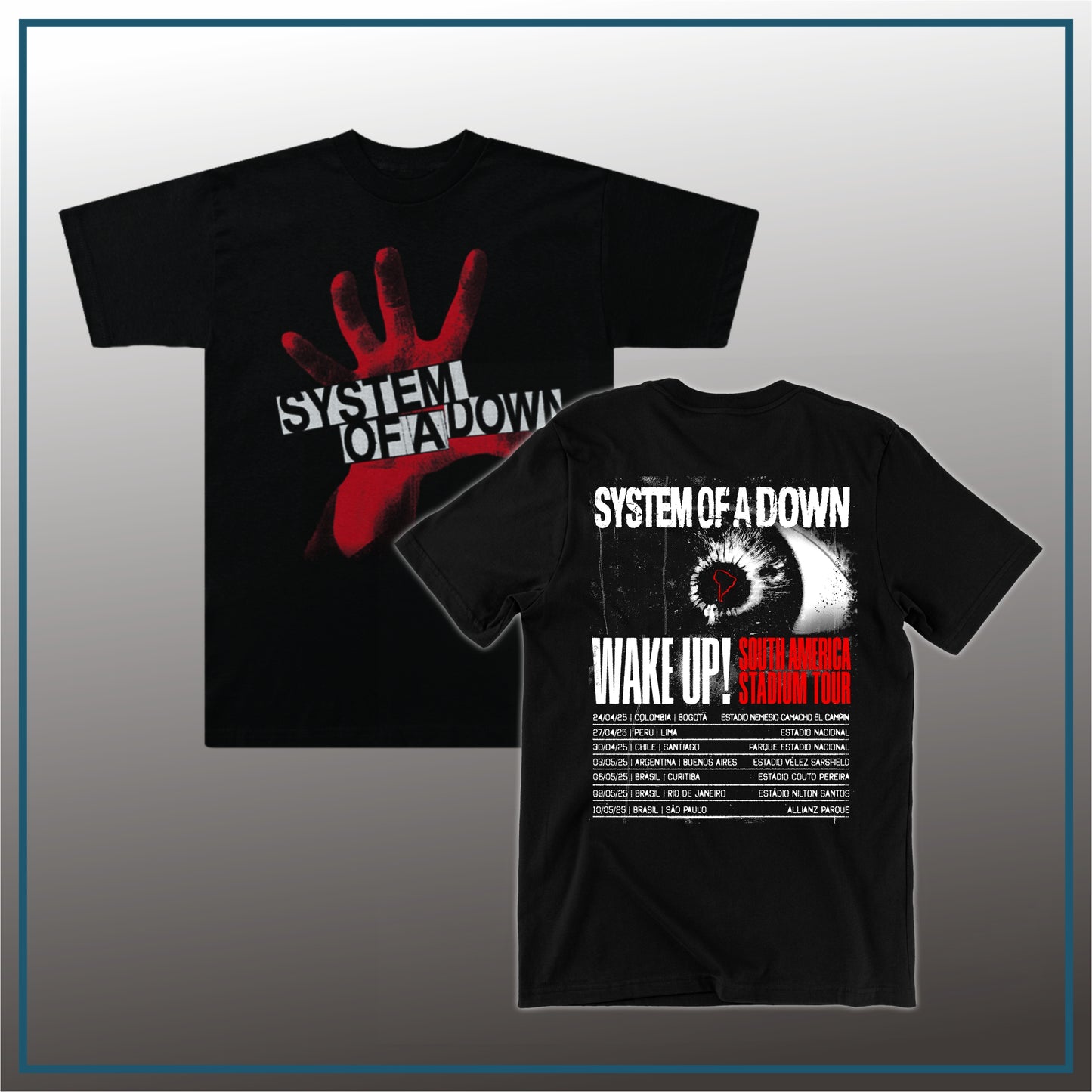 Camiseta System of a Down negra hand y Gira 2025