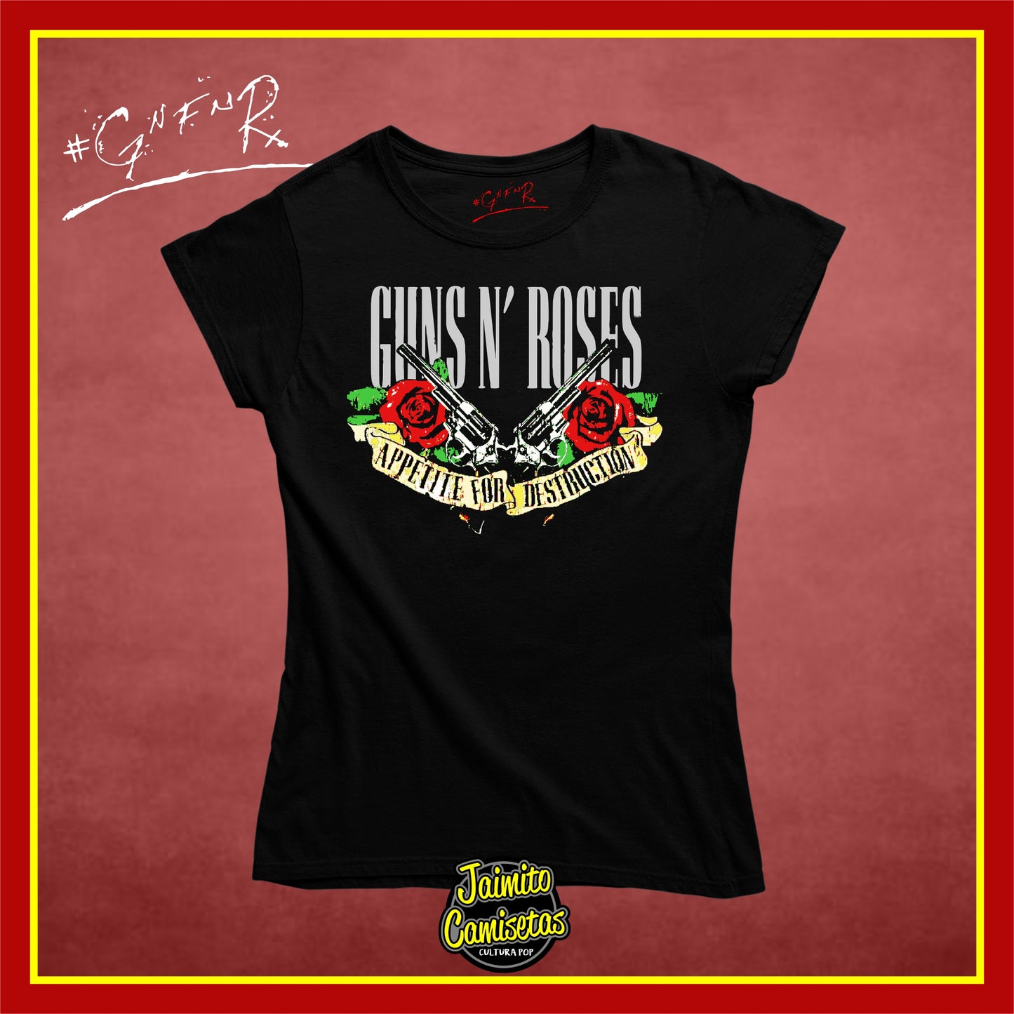 Camiseta GunsnRoses logo with roses